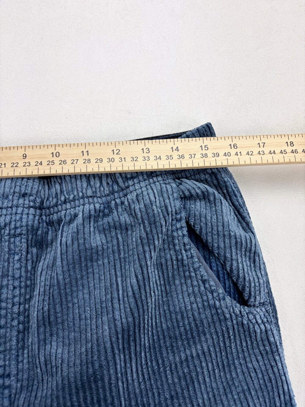 Pilcro Wide Leg Corduroy Flare Pants Blue Size M Elastic Waist OB2339307 - Picture 10 of 13